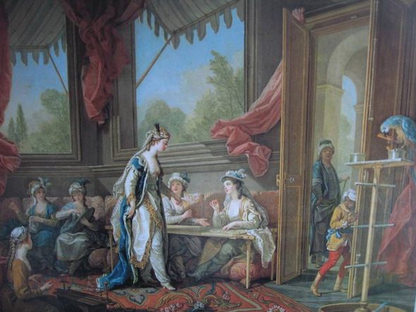 Charles-Amedee-Philippe van Loo. The Sultana Ordering Tapestries from the Odalisques. 1773. Museum of Nice  - Scenes of Harem 
