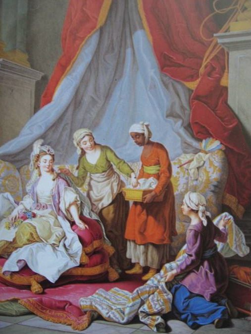 Charles-Amedee-Philippe van Loo. The Sultana at her Toilette. 1783 (detail). National Museum in Versailles.- Scenes of Harem