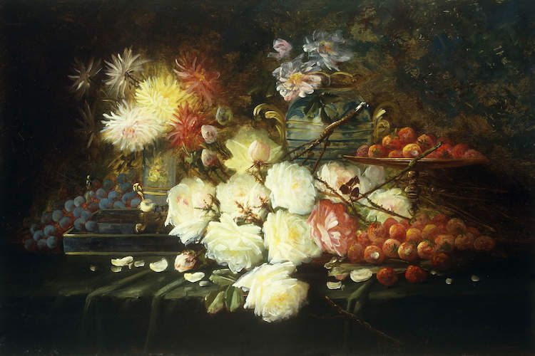 Modeste Carlier - Still Lifes with flowers in painting