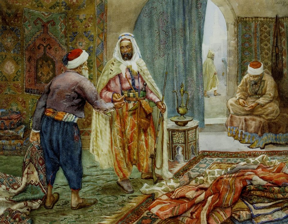 The Carpet Seller :: Alberto Rosati - scenes of Oriental life ( Orientalism) in art and painting 