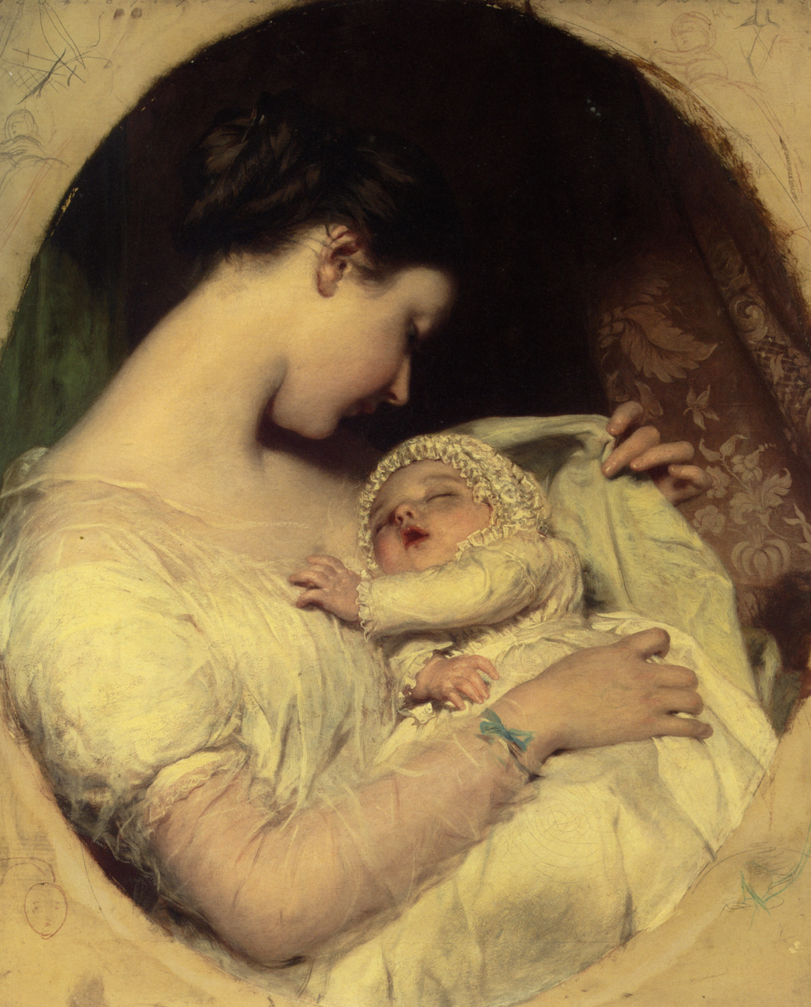Младенец картина. James Sant (1820-1916) - английский художник.. Мэри Лиззи Макомбер. James Sant картины дети. «Мать и младенец в колыбели» Питера де Хью.