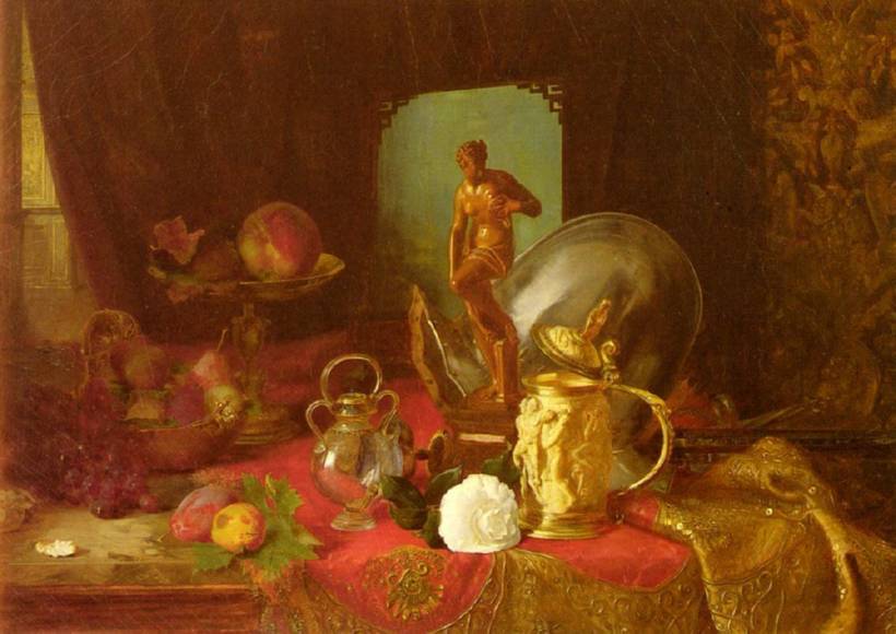  A Still Life with Fruit, Objets d'Art and a White Rose on a Table :: Blaise Alexandre Desgoffe - Still Lifes ôîòî