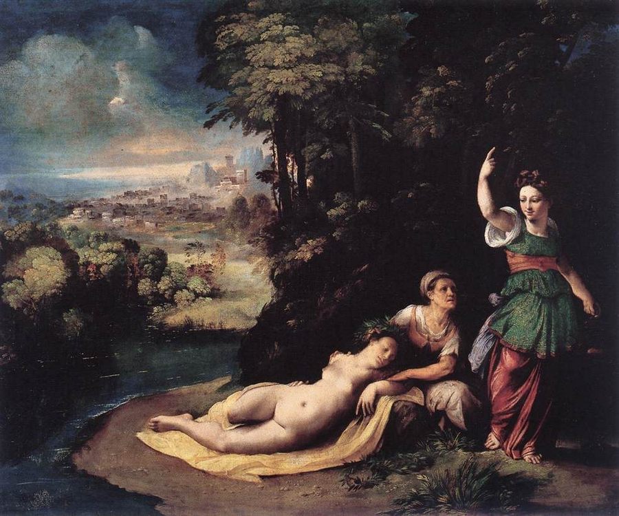 Diana and Calisto :: Dosso Dossi - nu art in mythology painting ôîòî