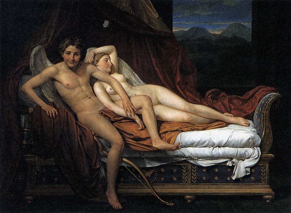 Cupid and Psyche :: Jacques-Louis David - nu art in mythology painting ôîòî