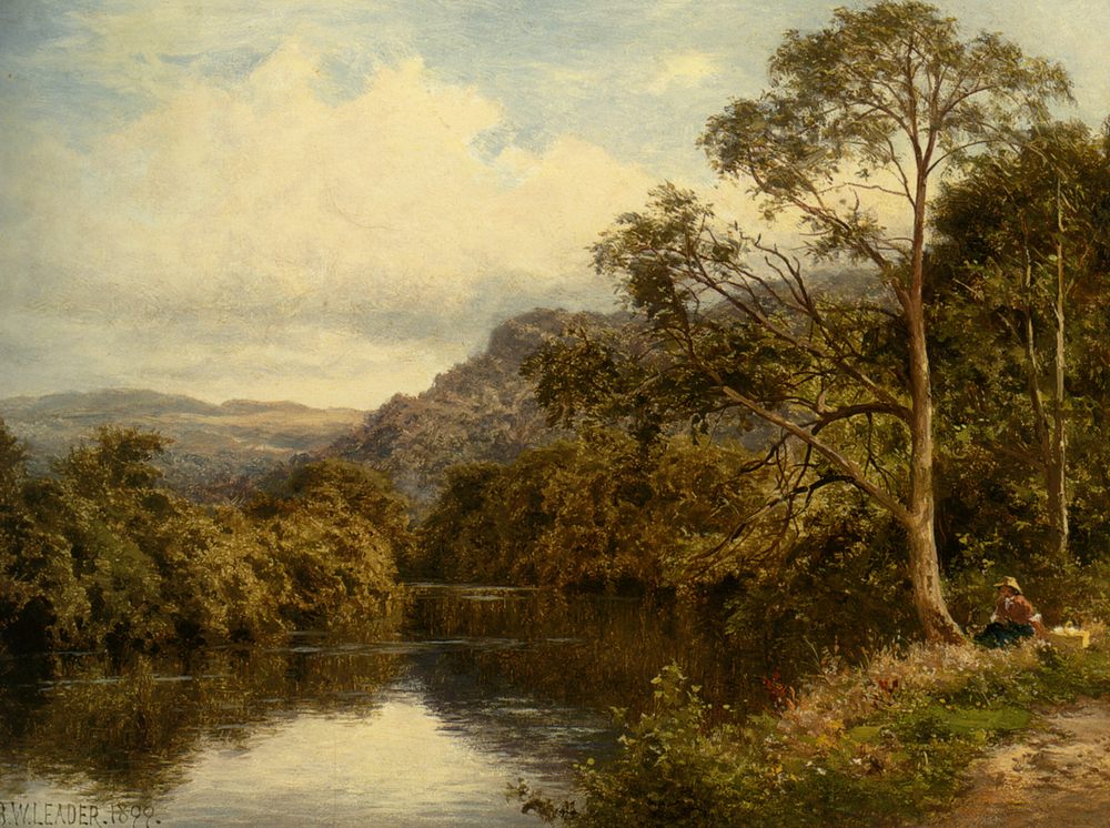 On The River Conway :: Benjamin Williams Leader - River landscapes ôîòî