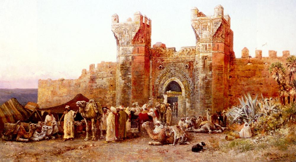 The Departure Of A Caravan From The Gate Of Shelah, Morocco :: Edwin Lord Weeks - scenes of Oriental life (Orientalism) in art and painting ôîòî