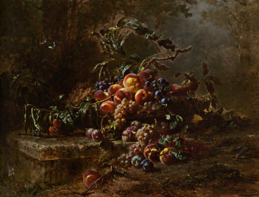Still Life with Fruits on a Stone Ledge  :: Gustave Emile Couder - Still-lives with fruit ôîòî