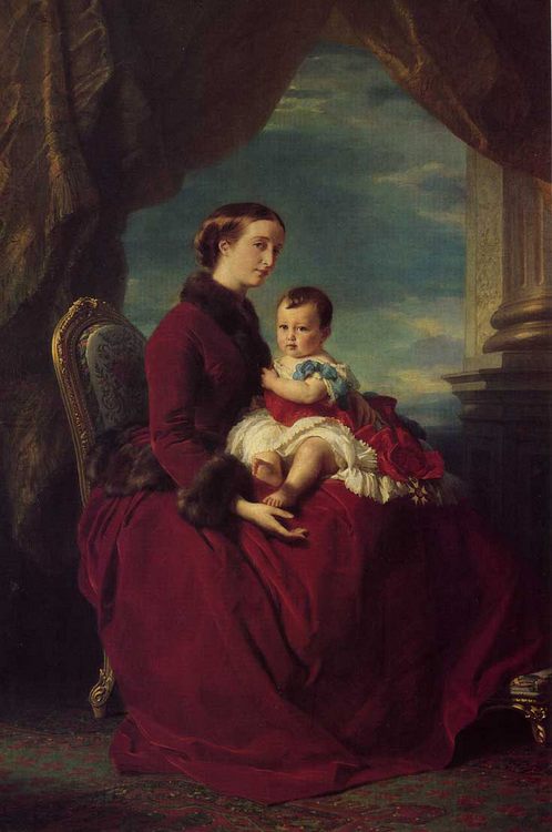 The Empress Eugenie Holding Louis Napoleon, the Prince Imperial on her Knees :: Franz Xavier Winterhalter  - 6 woman's portraits hall ( The middle of 19 centuries ) in art and painting ôîòî