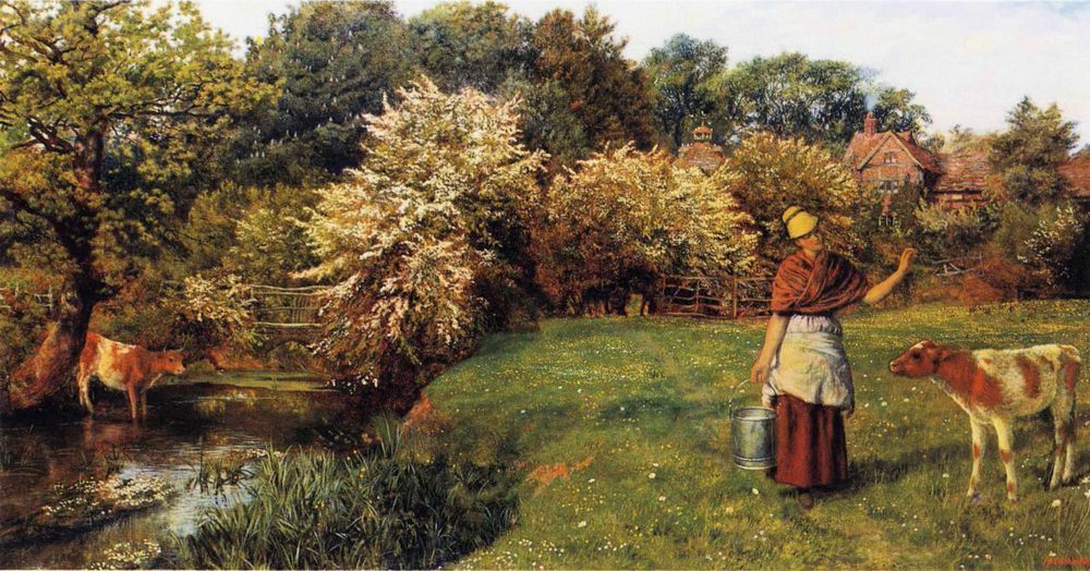 Poll the Milkmaid :: Arthur Hughes - Summer landscapes and gardens ôîòî