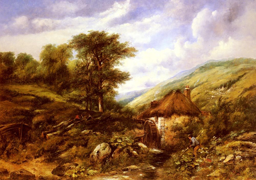 An Overshot Mill In A Wooded Valley :: Frederick William Watts - Summer landscapes and gardens ôîòî