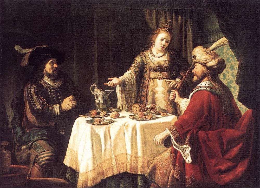 The Banquet of Esther and Ahasuerus :: Jan Victors - mythology and poetry ôîòî