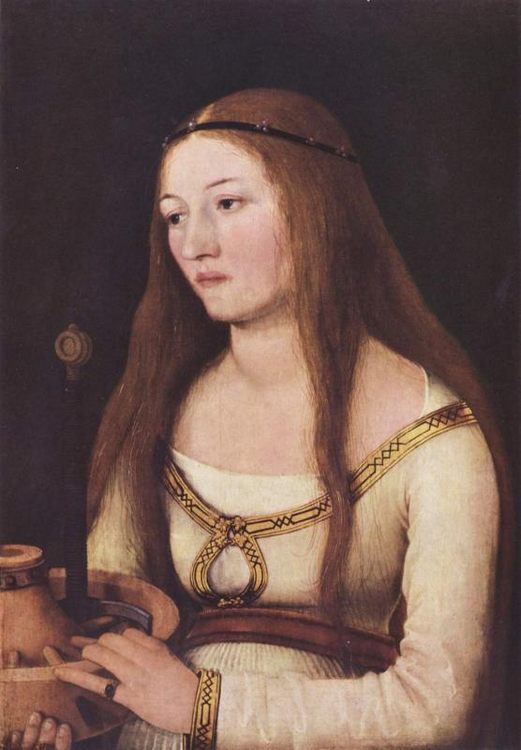 Katarina Schwartz's portrait with attributes of her Saint patroness :: Hans Holbejn The Elder - 2 women portraits 16th century hall ôîòî