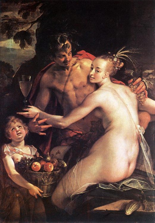Bacchus, Ceres and Cupid :: AACHEN, Hans von - nu art in mythology painting ôîòî