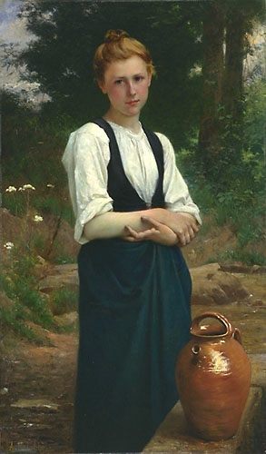Portraits of young girls from the village by Francois-Alfred Delobbe