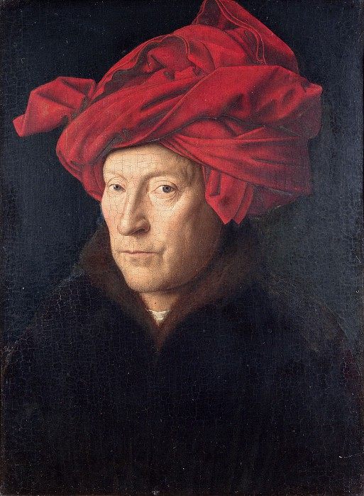 Portrait of a man in a red turban (Self-portrait?) :: Jan van Eyck - men's portraits 15th century hall ôîòî