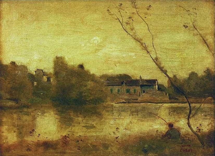Landscape Pond in Ville d'Avray by Camille Corot, 1865