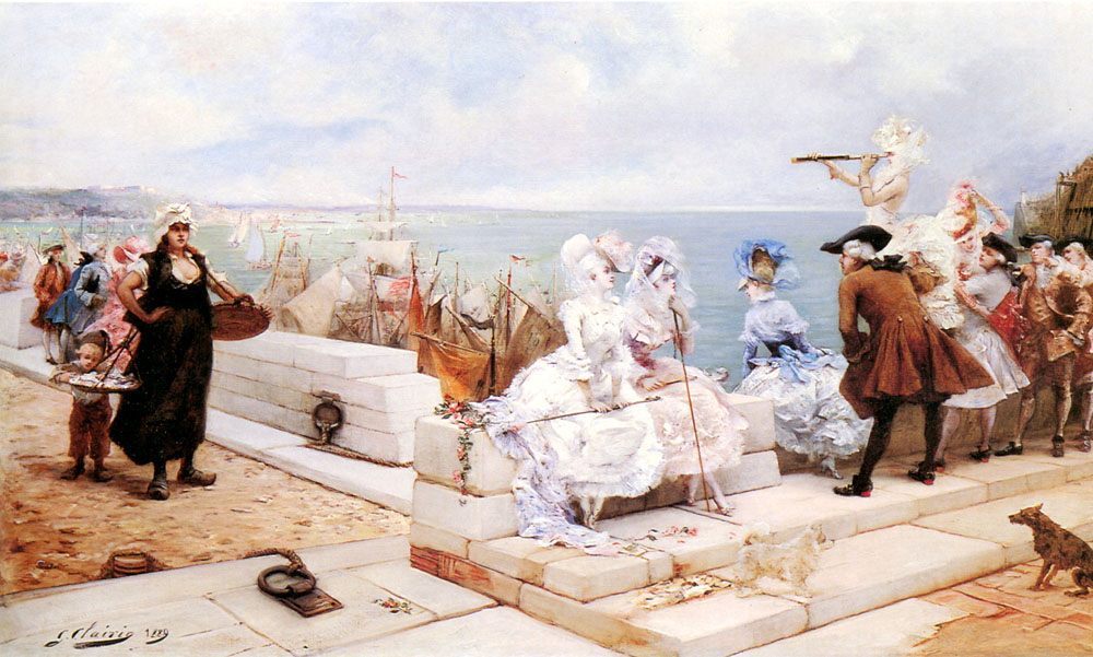  Elegant Figures Watching the Regatta :: Georges Jules Victor Clairin - Romantic scenes in art and painting ôîòî