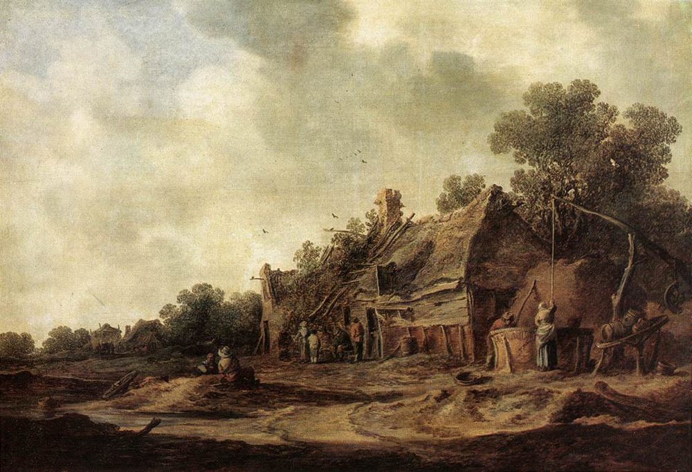 Peasant Huts with a Sweep Well :: Jan van Goyen - Village life ôîòî