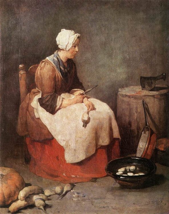 Girl Peeling Vegetables :: Jean-Baptiste-Simeon Chardin - Village life ôîòî