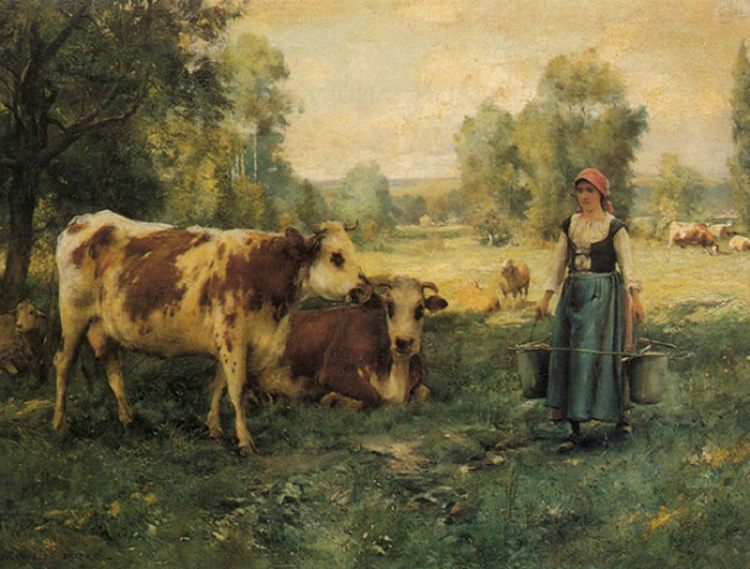 A Milk Maid with Cows and Sheep :: Julien Dupre - Village life ôîòî