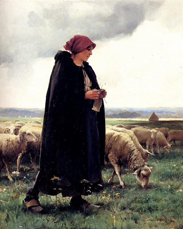 A Shepherdess With Her Flock :: Julien Dupre - Village life ôîòî