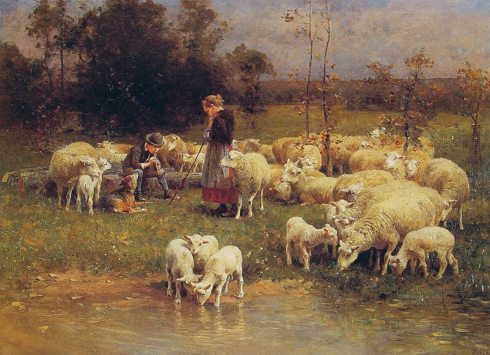 Guarding the Flock :: Luigi Chialiva - Village life ôîòî