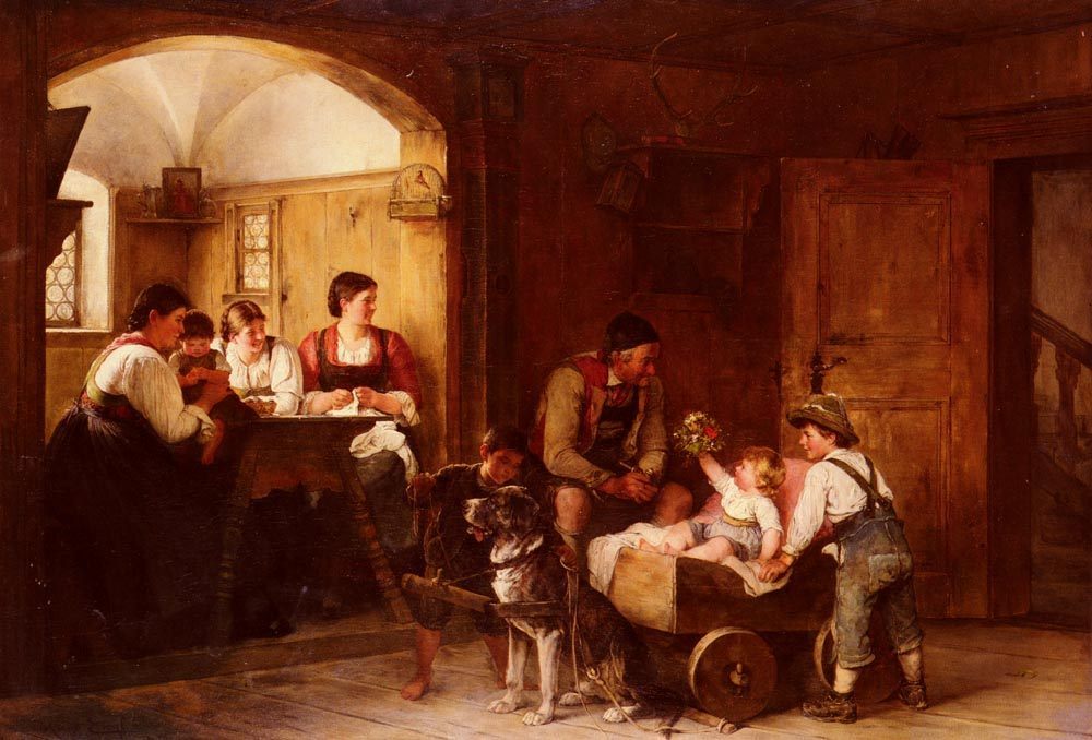 Family scene :: Hugo Engl - Interiors in art and painting ôîòî