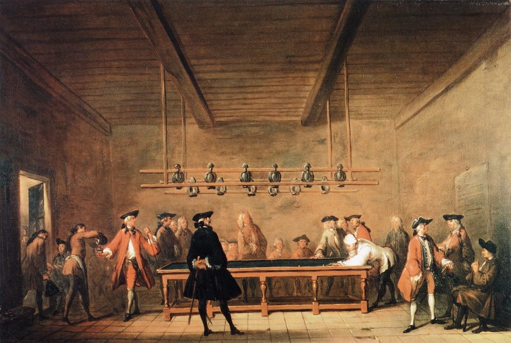 The Game of Billiards :: Jean-Baptiste-Simeon Chardin - Interiors in art and painting ôîòî
