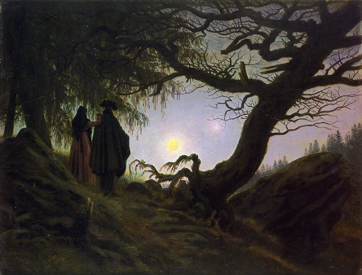 Man and Woman Contemplating the Moon :: Caspar David Friedrich  - Night landscapes ôîòî