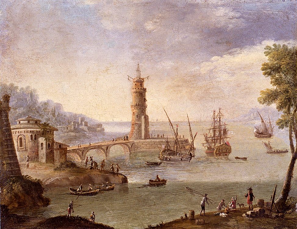 Harbour Scene With Ships By A Fortification :: Orazio Grevenbroeck - Architecture ôîòî