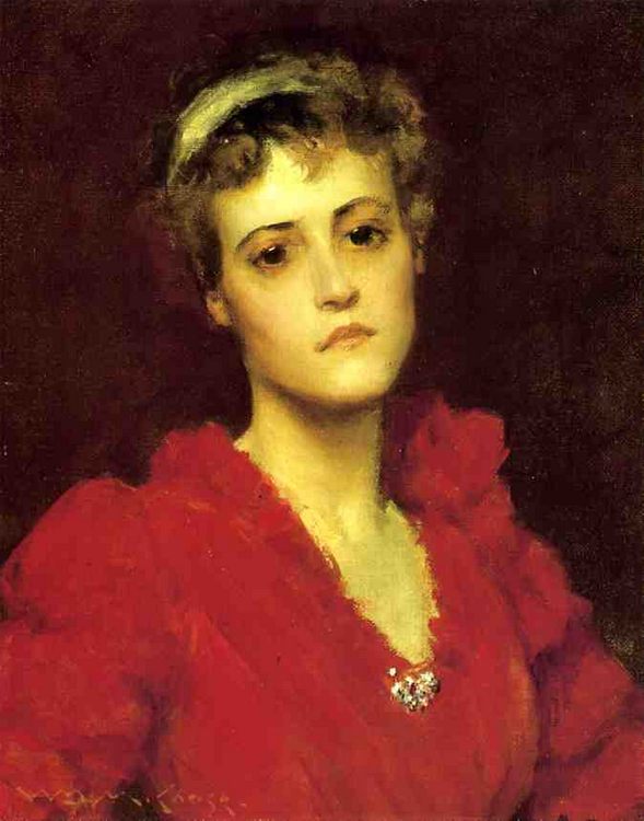 The Red Gown :: William Merritt Chase - 7 female portraits ( the end of 19 centuries ) in art and painting ôîòî