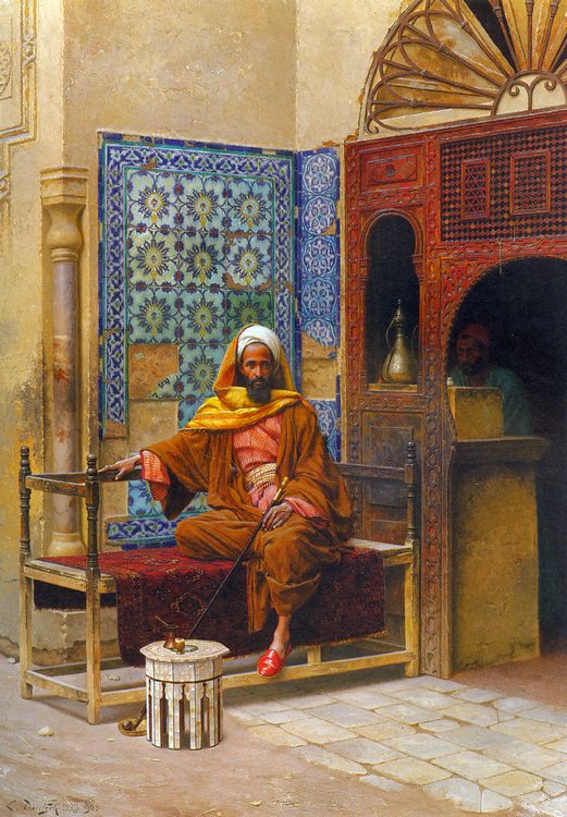 The Smoker :: Ludwig Deutsch - scenes of Oriental life (Orientalism) in art and painting ôîòî