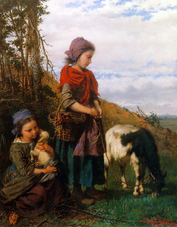 Deux jeunes bergeres :: Henry Campotosto - Children's portrait in art and painting ôîòî