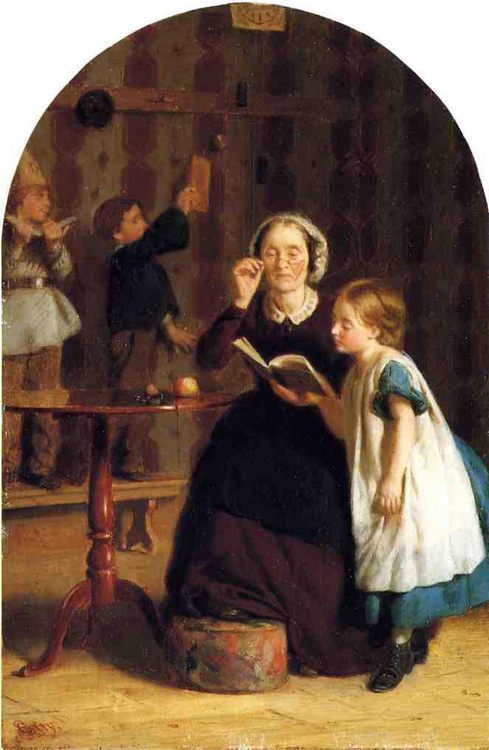 The Reading Lesson :: Seymour Joseph Guy  - Children's portrait in art and painting ôîòî