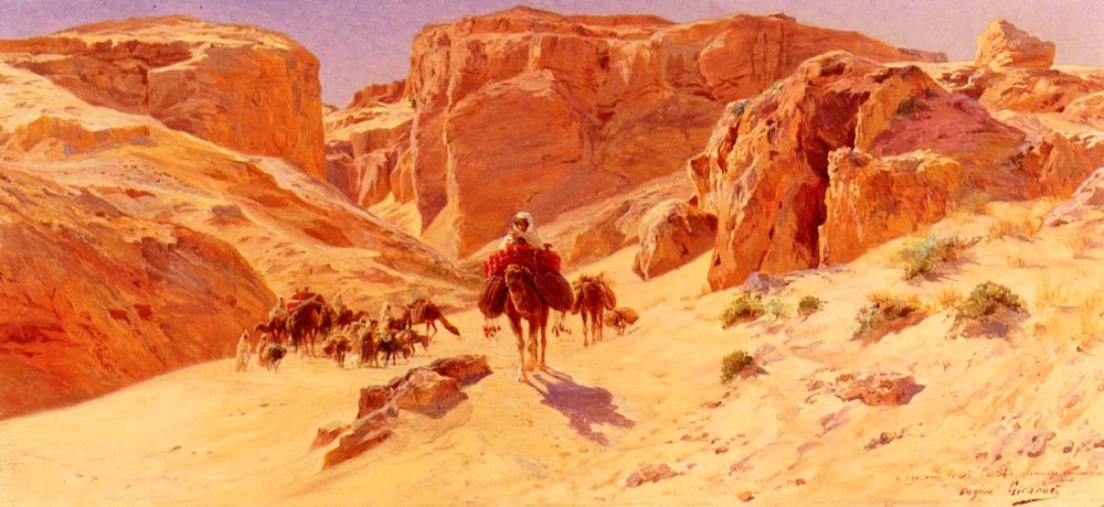 Caravan In The Desert :: Eugene-Alexis Girardet - scenes of Oriental life (Orientalism) in art and painting ôîòî