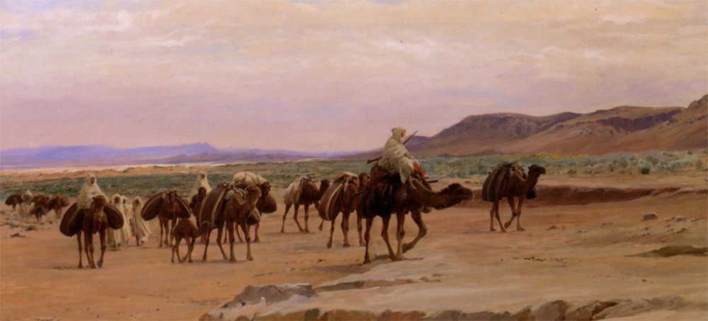Caravan with salt in desert :: Eugene-Alexis Girardet - scenes of Oriental life (Orientalism) in art and painting ôîòî