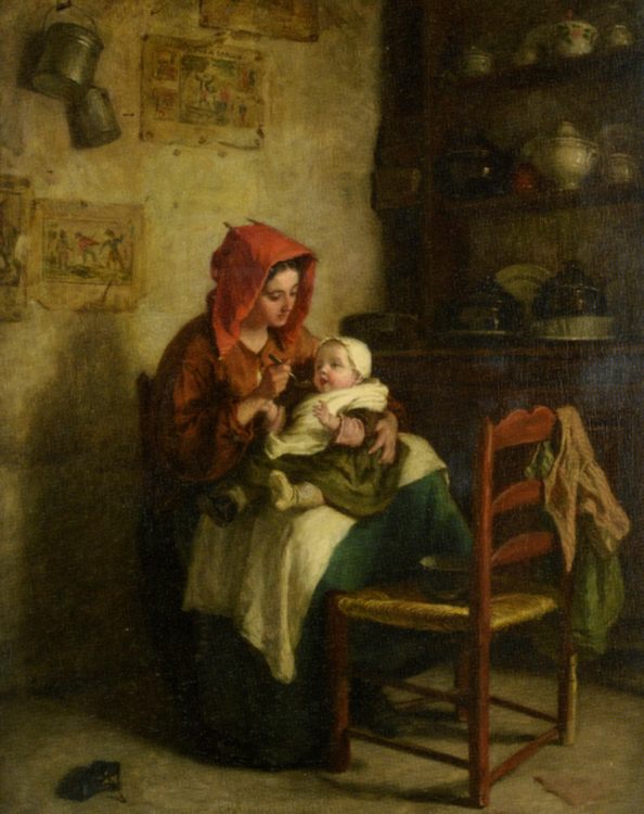 Feeding Time :: Edouard Frere - Woman and child in painting and art ôîòî