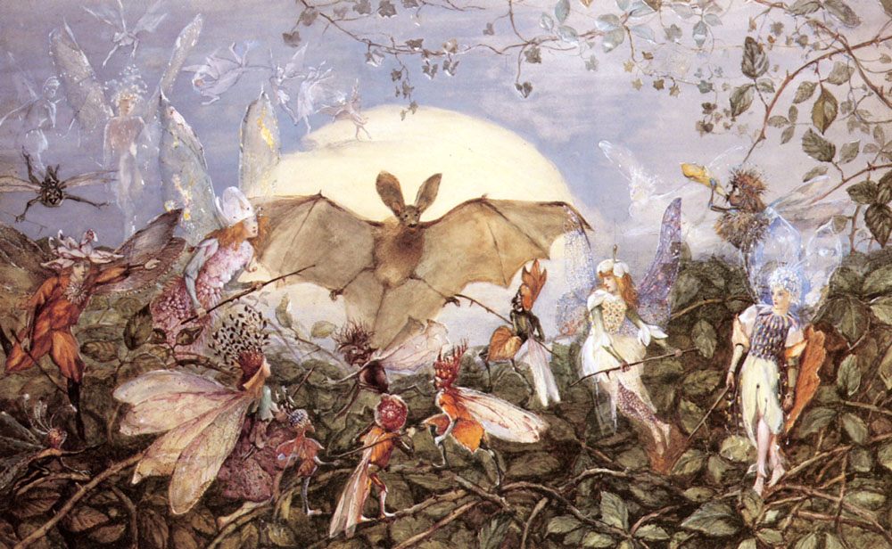 Fairy Hordes Attacking A Bat :: John Anster Fitzgerald - Fantasy in art and painting ôîòî