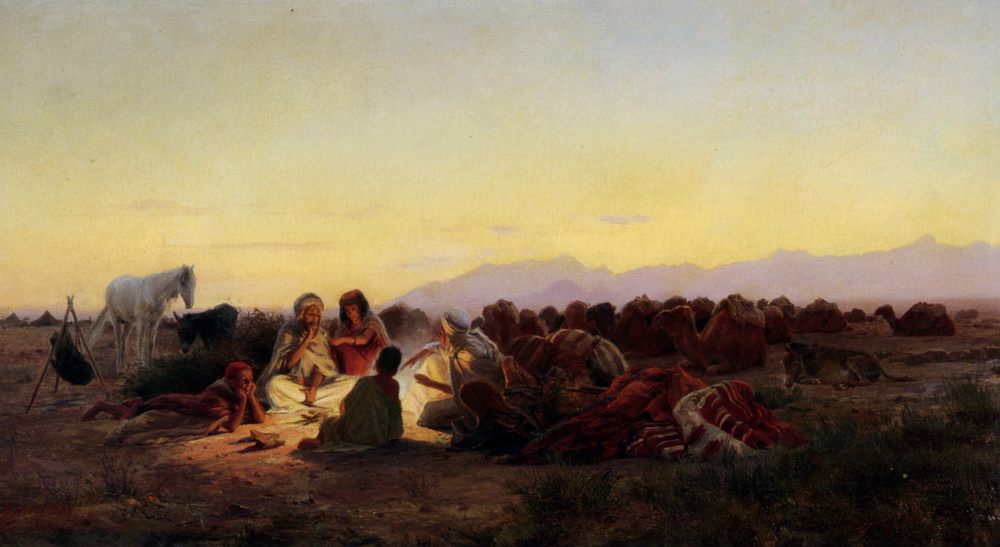 The Encampment :: Eugene-Alexis Girardet - scenes of Oriental life (Orientalism) in art and painting ôîòî