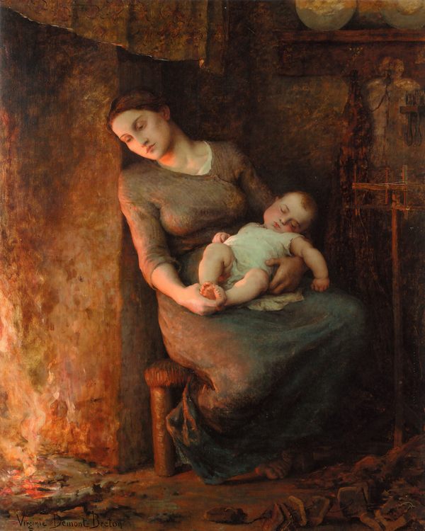 Her husband is at sea :: Virginie Demont-Breton - Woman and child in painting and art ôîòî