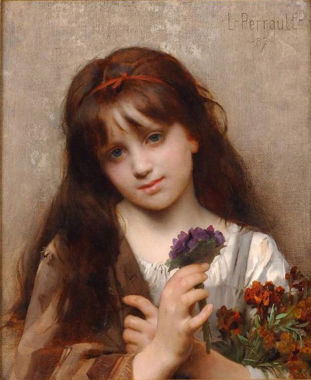 The Flower Vendor :: Leon Bazile Perrault - Portraits of young girls in art and painting ôîòî