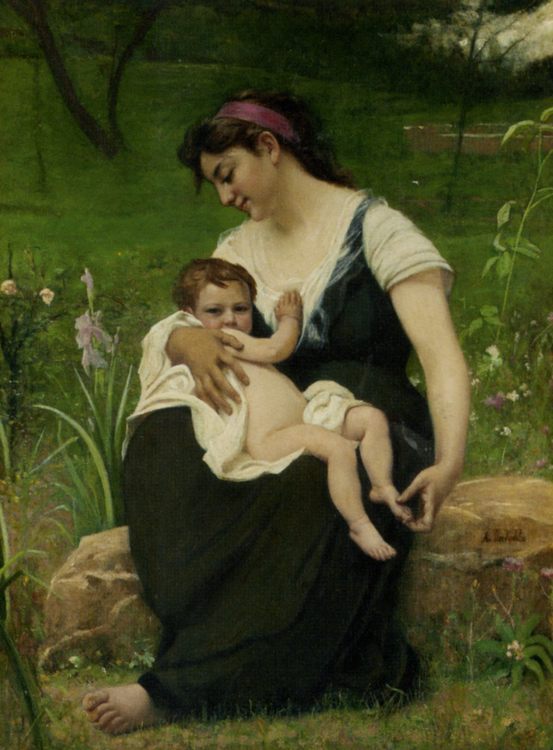 The Motherhood :: Francois Alfred Delobbe - Woman and child in painting and art ôîòî