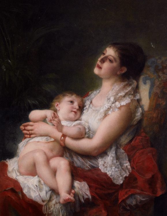 Mothers Embrace :: Adolphe Jourdan - Woman and child in painting and art ôîòî
