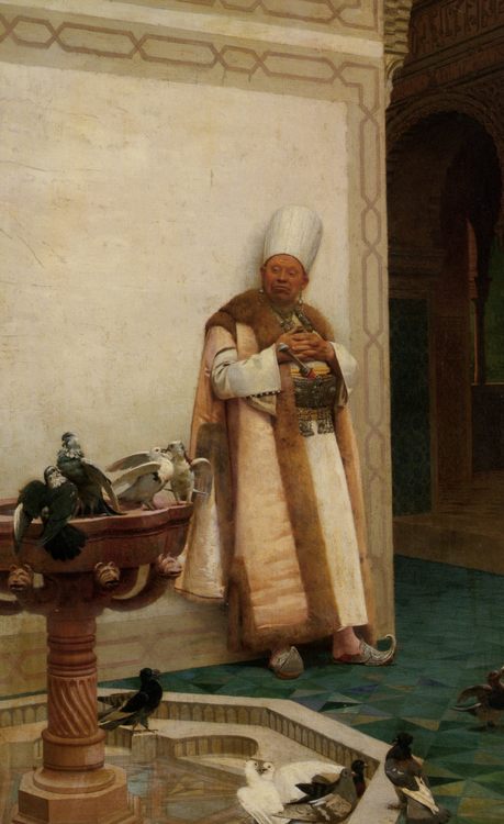 A Grand White Enuch Watching Doves :: Jehan Georges Vibert - scenes of Oriental life (Orientalism) in art and painting ôîòî