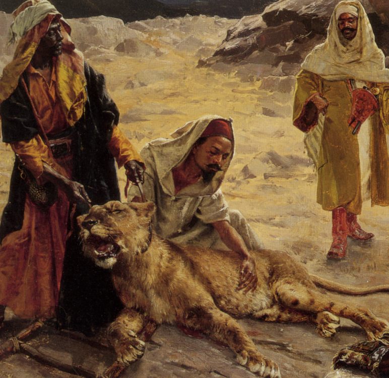 Captured Lion :: Rudolf Ernst - scenes of Oriental life (Orientalism) in art and painting ôîòî