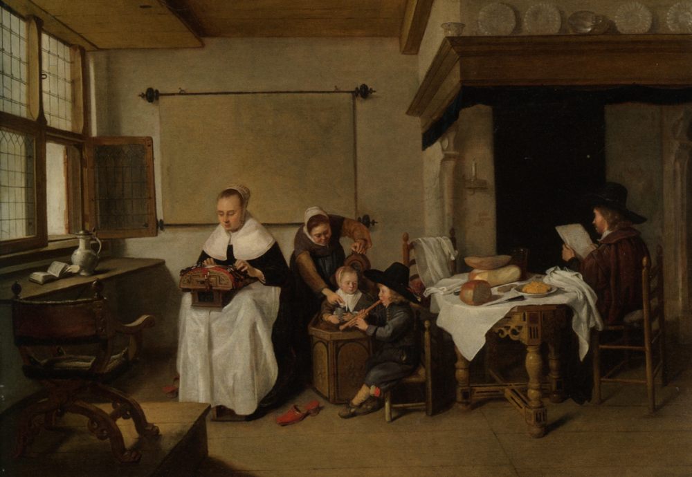 van Brekelenkam A Domestic Interior with a Family :: Quiringh Gerritsz - Interiors in art and painting ôîòî