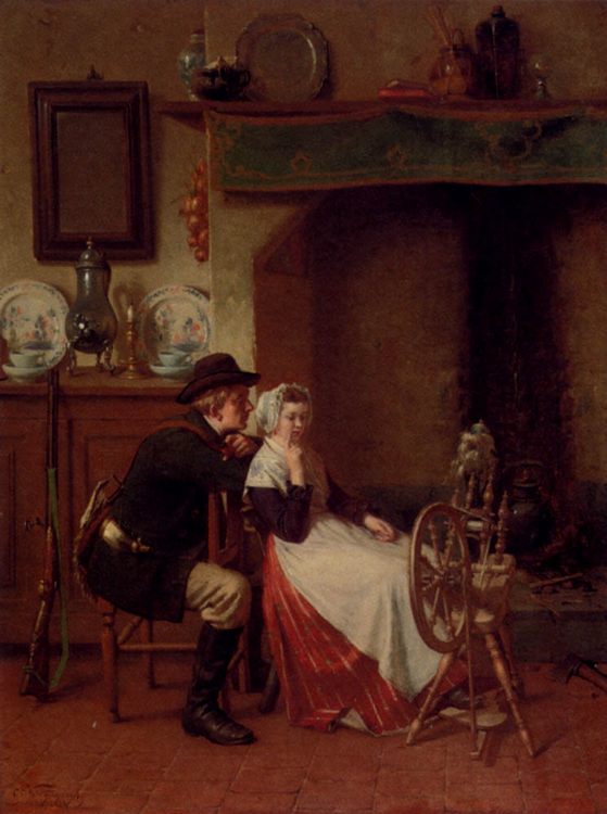 Spinning A Yarn :: Ch. Van Wyngaert - Romantic scenes in art and painting ôîòî