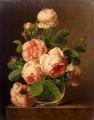 flowers in painting - Still Life Of Roses In A Glass Vase :: Jan Frans Van Dael 