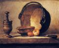 Still Lifes - Still Life with Pestle, Bowl, Copper Cauldron, Onions and a Knife :: Jean-Baptiste-Simeon Chardin