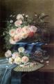 flowers in painting - Fan and a Glass on Draped Table :: Max Carlier Flowers